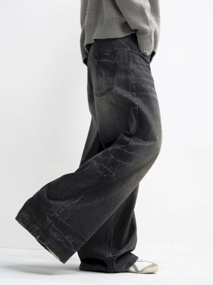 Washed Black Wide Leg Jeans