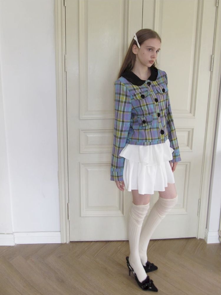 Plaid College Style Thin Jacket