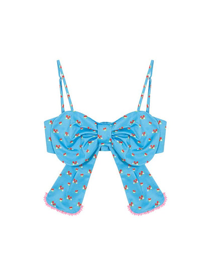 Bow Strawberry Blue Corset Camisole