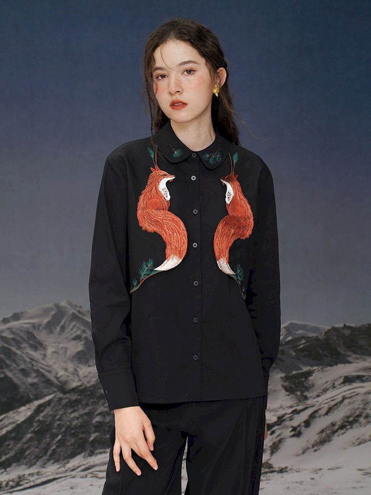 Red Fox embroidered shirt