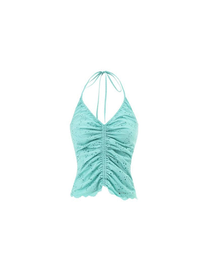 Cotton Jacquard Drawstring Tank Top