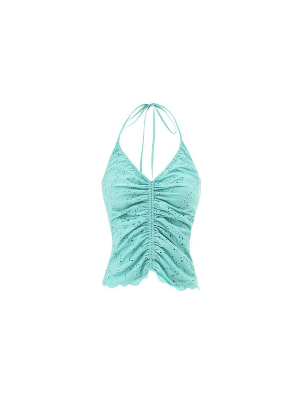 Cotton Jacquard Drawstring Tank Top