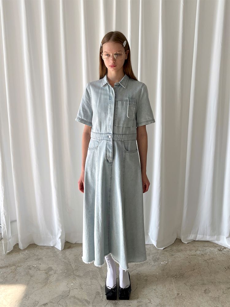 Denim Short Sleeve Work Dress