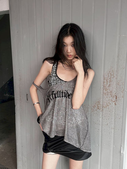 Glitter Slimming Vest Beaded Camisole