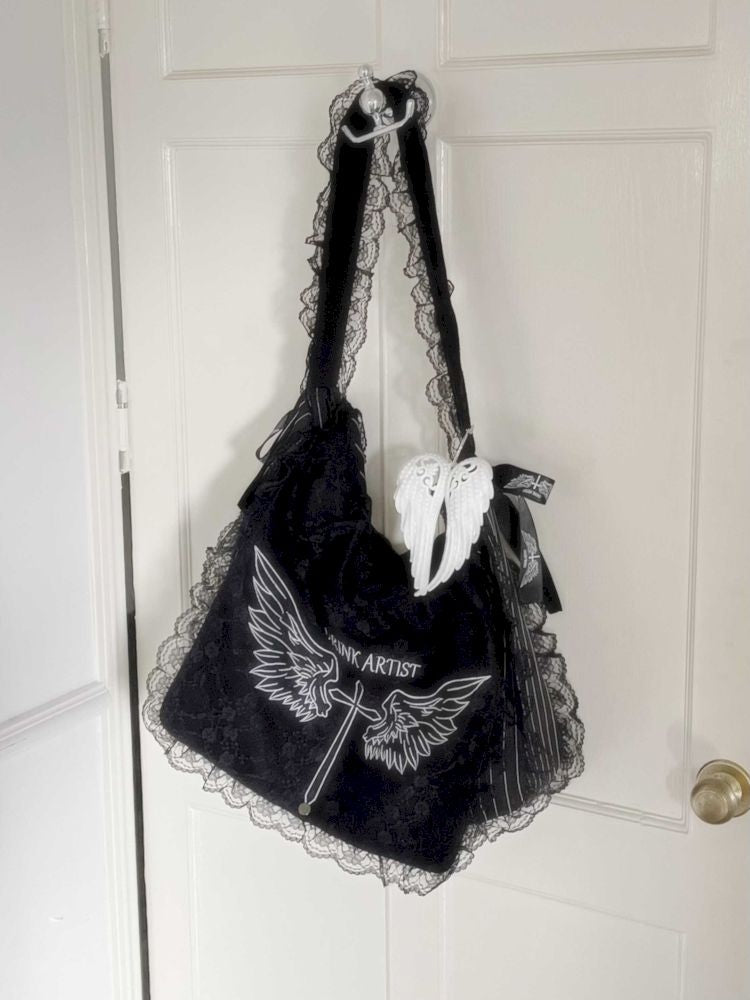 Lace Wings Embroidered Canvas Bag