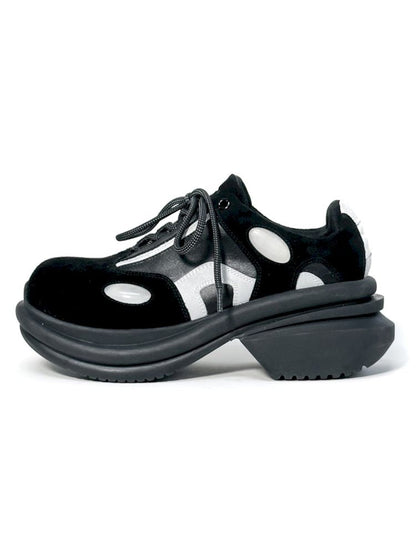 Black Flip Flop Leather Tech Sport Chunky Shoes