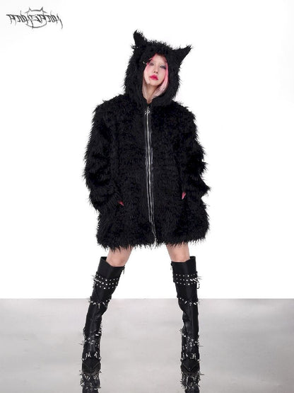 Cat Ear Demon Hooded Punk Fur Coat