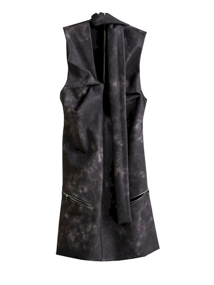 Ink Dye Leather Bib Dress