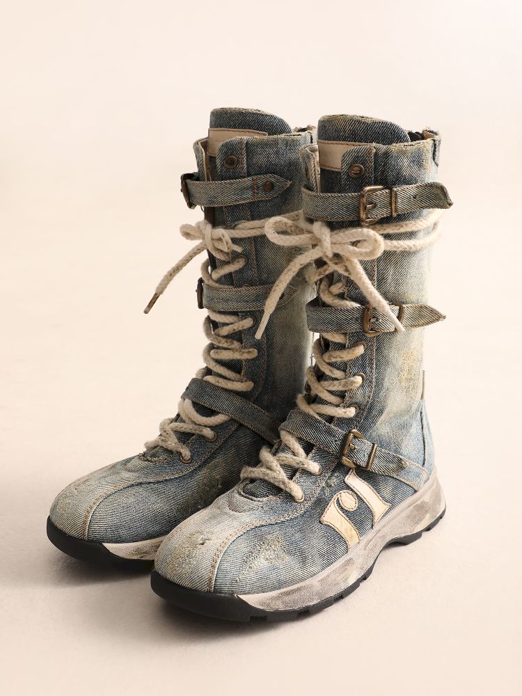 Lace Up Back Zipper Boxing Boots