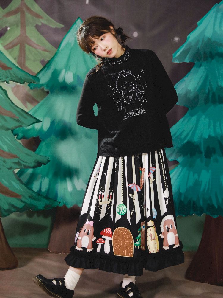 Stereoscopic Embroidered Organs Half Skirt