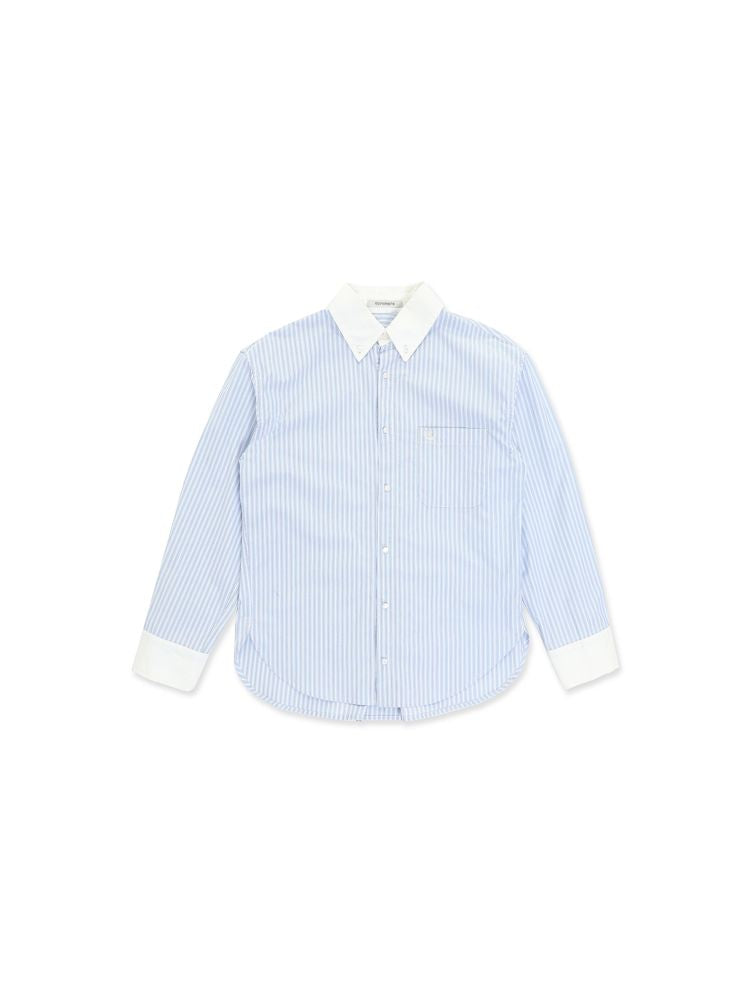 Stripe embroidery label long-sleeved shirt