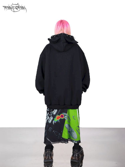 Hooded Studded Rock Punk Genderless Sweatshirt