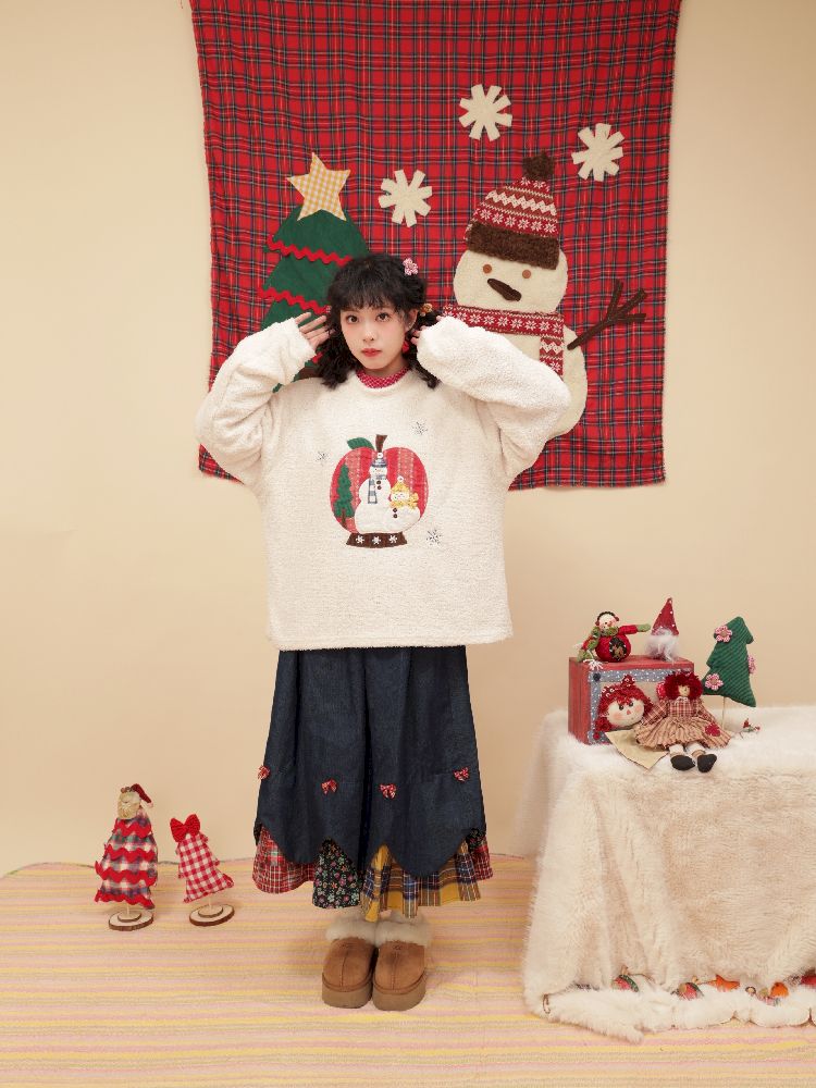 Snowman appliqué Christmas sweater