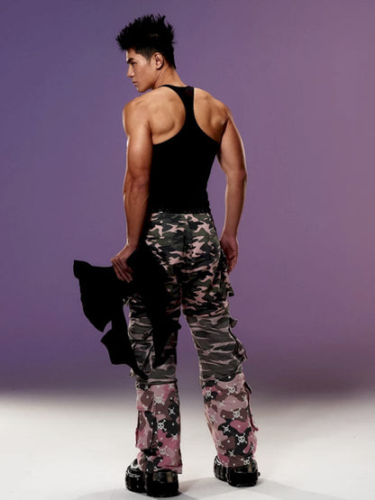 Camouflage-Print abnehmbare Jeans 