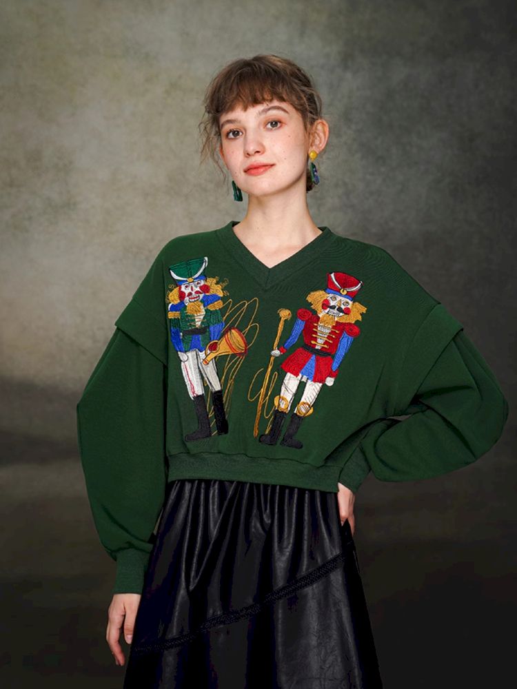 Nutcracker Embroidered Sweatshirt