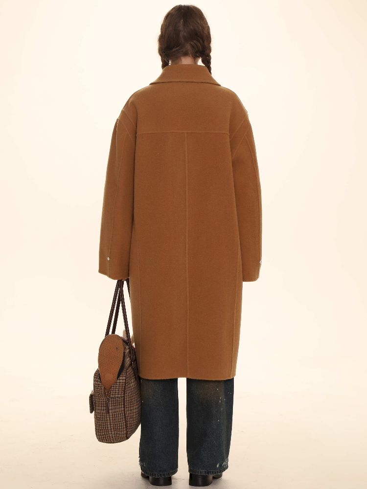 Removable Leader Lapel Wool Cowl Coat