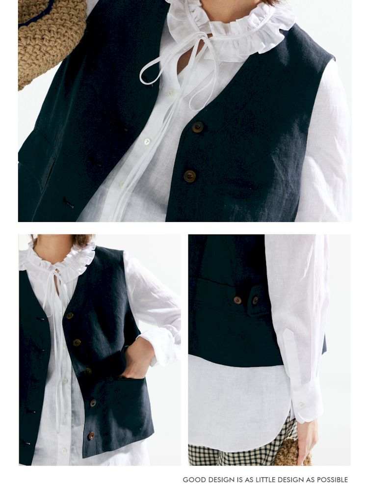 Retro Casual V-neck Linen Vest Jacket