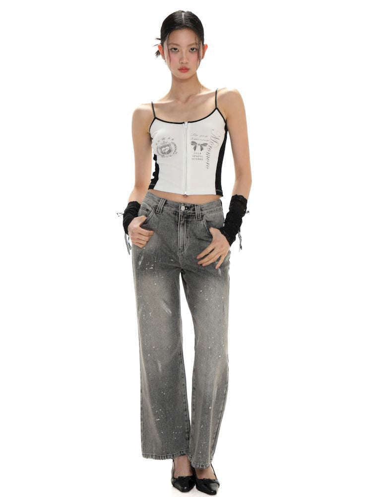 Spray horsebit high waisted nine-minute pants