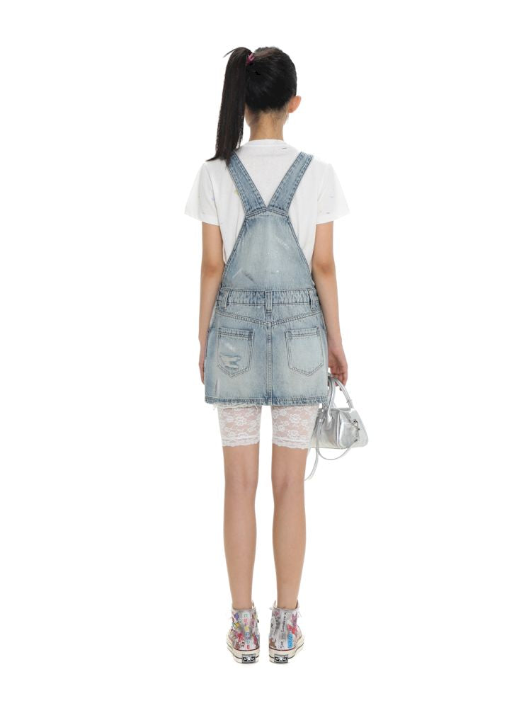 Leather Label Denim Back Dress