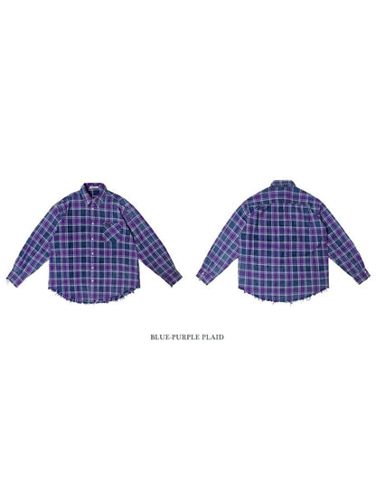 Checkered long-sleeved shirt