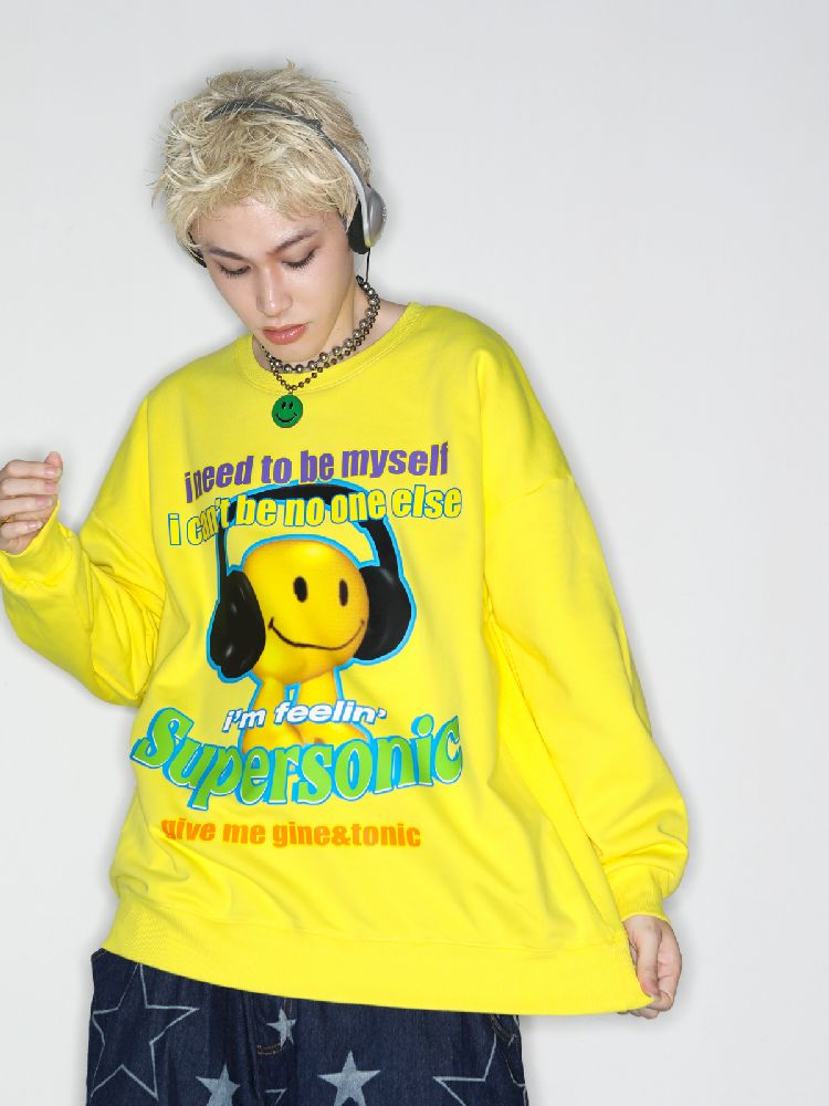 American Casual Street Smiley Loose Pullover