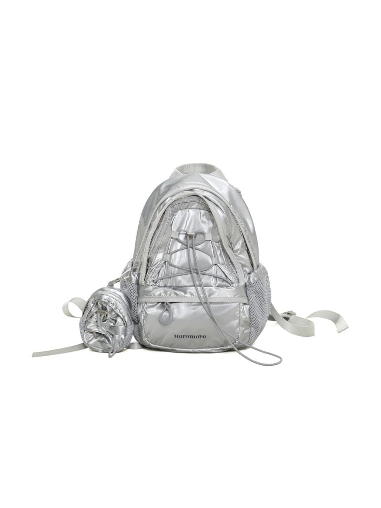 Silver Lightweight Drawstring Casual Backpack