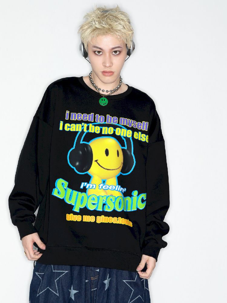 American Casual Street Smiley Loose Pullover