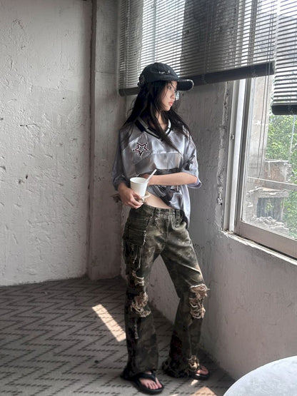 Camouflage Low Waisted Work Pants