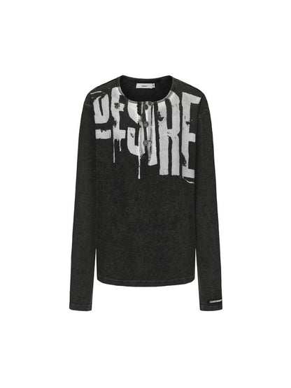 Old Loose Punk Print Long Sleeve T-Shirt