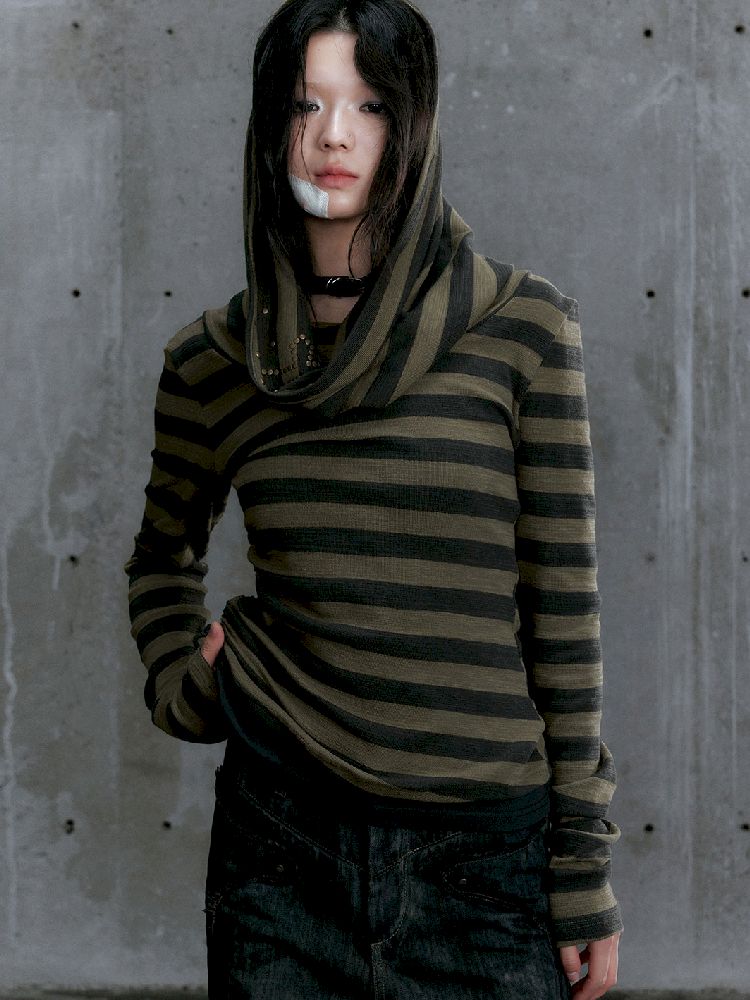 Stripe Knit Long Sleeve T-Shirt