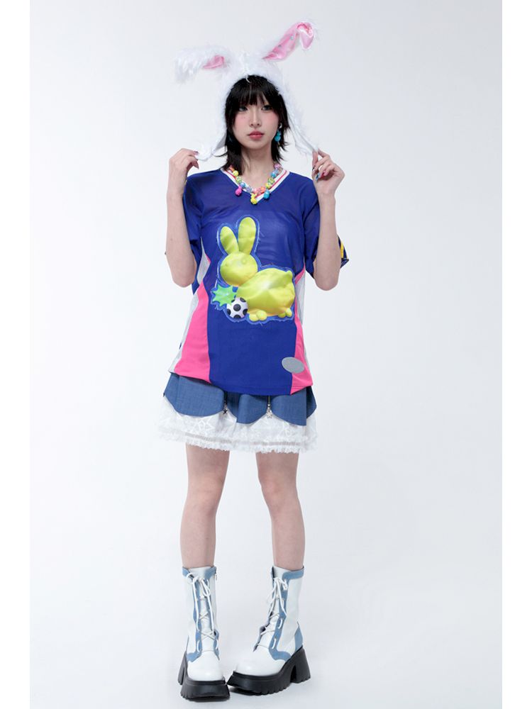 Rabbit Patchwork Short Sleeve Jersey