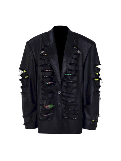 Digital Lining Destroyed Silhouette Blazer