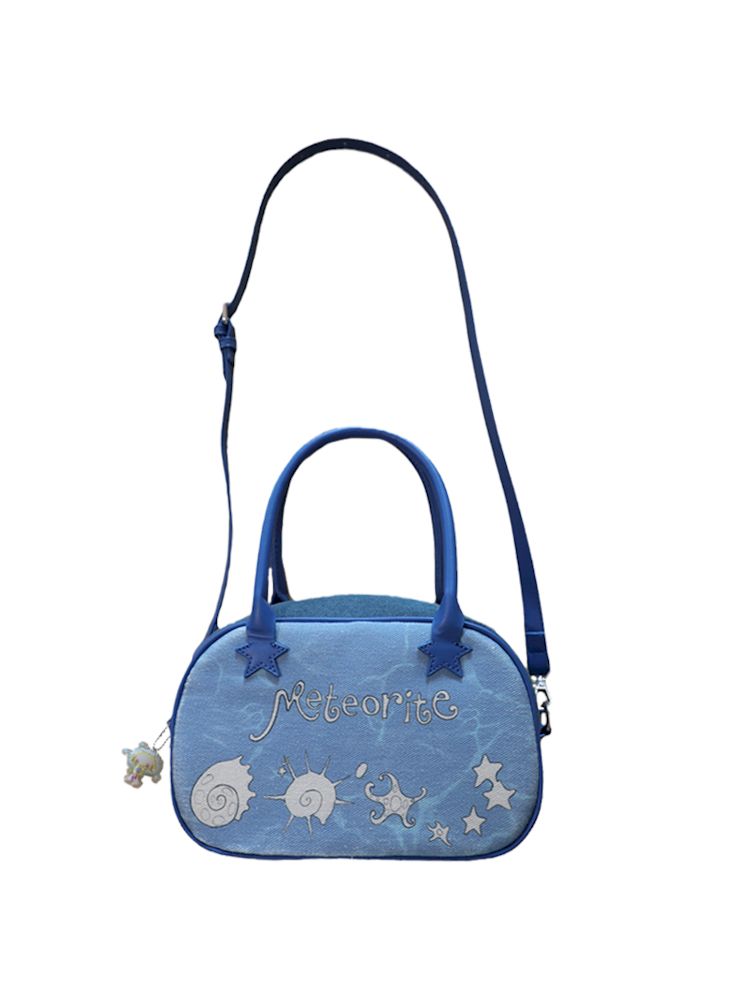 Reversible Denim Tote Crossbody Bag