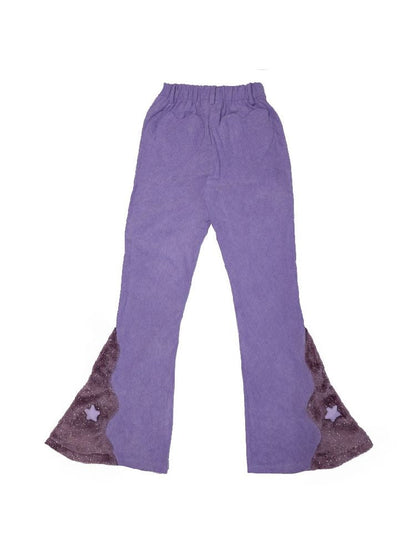 Patchwork Corduroy Flared Pants