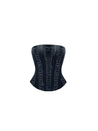 Cowboy Printed Fishbone Corset