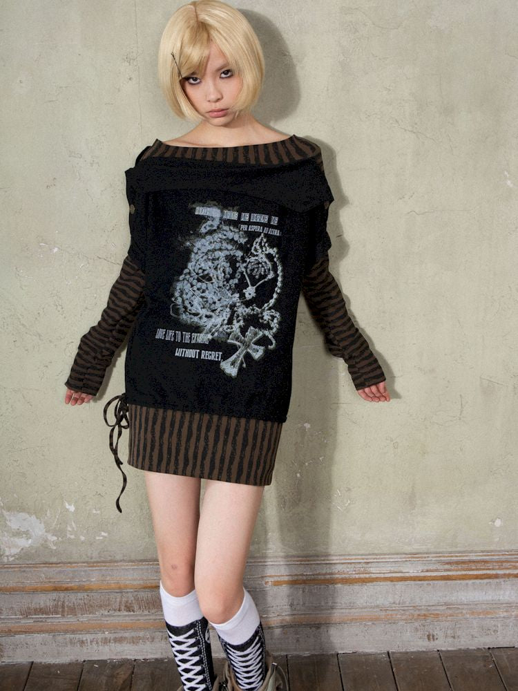 One Shoulder Punk Loose Sweatshirt