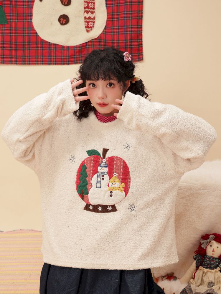 Snowman appliqué Christmas sweater