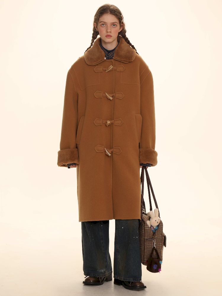 Removable Leader Lapel Wool Cowl Coat