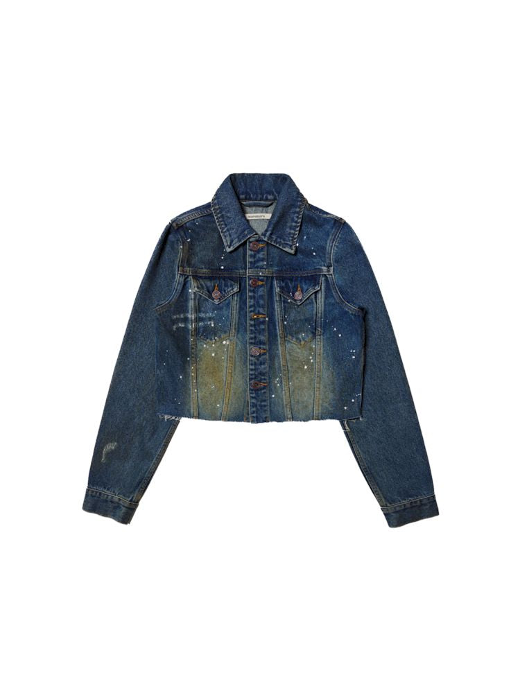 Double Pocket Splash Ink Denim Jacket