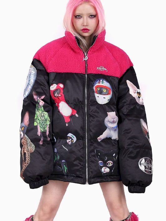 Katze Stern Menschen Welt Einfluss Farbe Lockere Jacke 