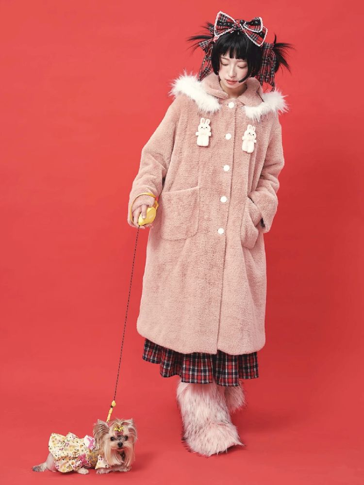 Retro Cute Rabbit Tweed Coat