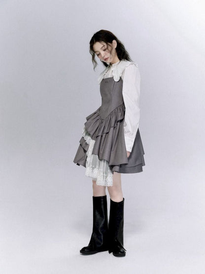 Asymmetrical Plate Button Dress