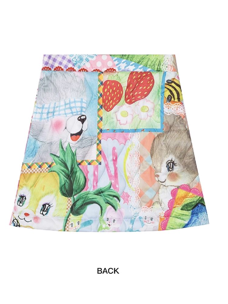 Colorful Childish Collage Printed Half Skirt