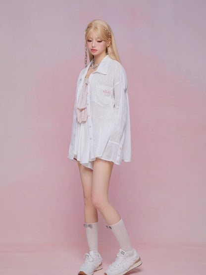 Flare long-sleeved loose shirt