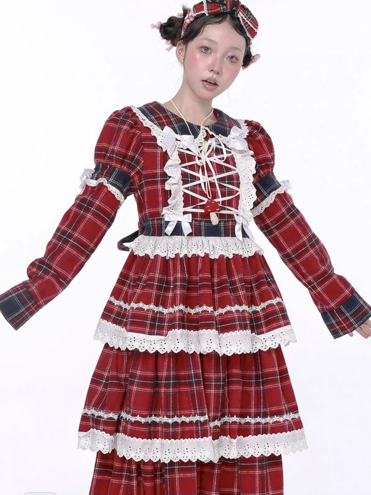 Christmas Red Plaid Cake Dress