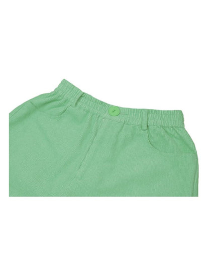 Simple Thin Solid Color Green Petal Flared Pants