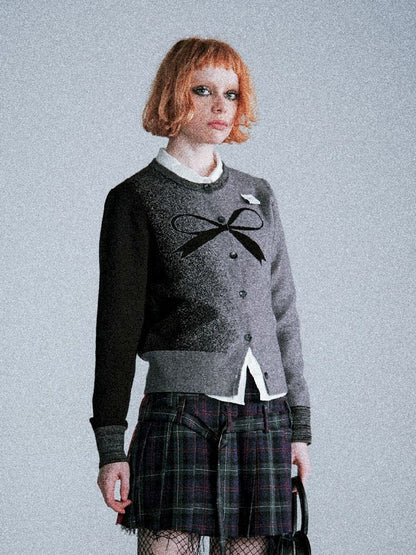 H-shape college style knit cardigan