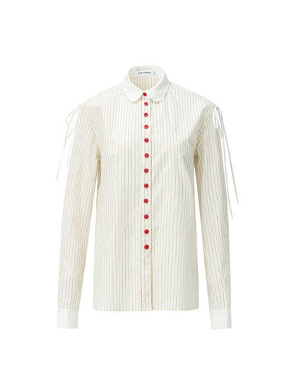 Red and White Striped Doll Collar Shirt Set