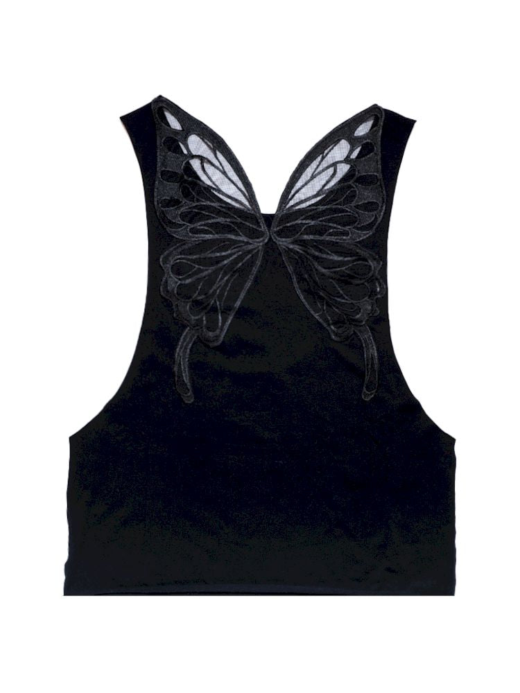 Butterfly Backless Fossil Sleeveless Tank Top