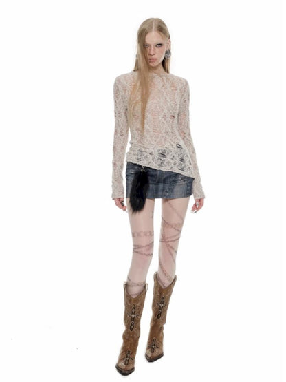 Skeleton see-through knitwear